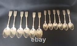 12 Antique Victorian Solid Silver Spoons 1890 454g Tablespoons Teaspoons