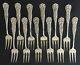 12 Rare Sterling Silver Dessert Forks Floral Repouss'e By J. E. Caldwell & Co