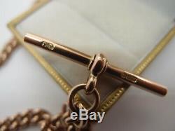 16.75i CHESTER 1903 9ct ROSE GOLD DOUBLE ALBERT WATCH CHAIN T BAR NECKLACE 52.5g