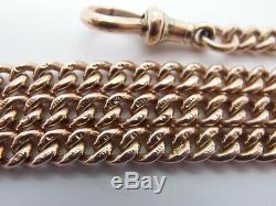 16.75i CHESTER 1903 9ct ROSE GOLD DOUBLE ALBERT WATCH CHAIN T BAR NECKLACE 52.5g