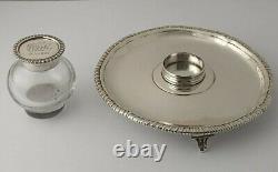1767 George III Solid Silver Desk Stand With Victorian Inkwell 201g