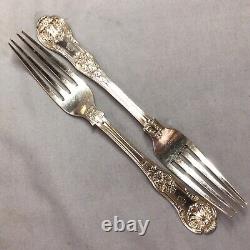 1834 & 1835 Solid Silver Two Queen Pattern Dinner Forks by William Eaton 200g