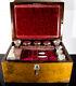 1840s Antique Dressing Traveling Train Case Vanity Box Silver & Secret Drawer