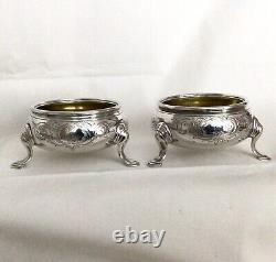 1846 Victoria Era Solid Silver Gilt Lined Pr Table Salts By William Moulson 222g