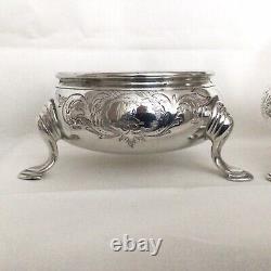 1846 Victoria Era Solid Silver Gilt Lined Pr Table Salts By William Moulson 222g