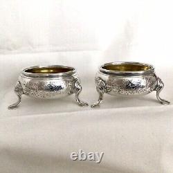 1846 Victoria Era Solid Silver Gilt Lined Pr Table Salts By William Moulson 222g