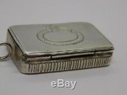 1855 Victorian English Sterling Silver Snuff Box. Trinket/pill/snuff. (ncb)