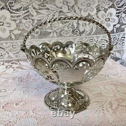 1858 Victorian Solid Silver Swing Handle, Pierced Openwork Pedestal Bowl 201.21g