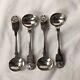 1859 Solid Silver Four Condiment Spoons Fiddle & Shell Pattern Thomas Wheatley