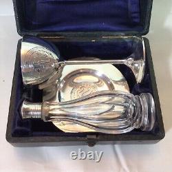 1861 Victorian Solid Silver Cased Travelling Holy Communion Set By Aston & Son