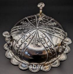 1870 THOMAS SMILY Antique Sterling Silver Arts & Crafts Style Beaded Footed Bowl