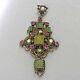 1870s Antique Bohemian Austro-hungary Solid Silver Mixed Gems Pearl Pendant