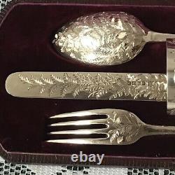 1871-1879 Solid Silver Beautiful Victorian Bright Cut 4 Piece Cutlery Set 119g