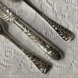 1871-1879 Victorian Solid Silver Beautiful Bright Cut 4 Piece Cutlery Set 119g