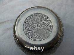 1871 large English Victorian silver bowl with Indian embossed decoration by Fox