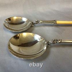 1881 Victorian Chawner & Co Solid Silver Salad Servers. Fully Hallmarked. 12