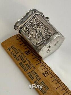 1890 British Sterling Silver SNUFF Pill Box Louis Landsberg Repousse BEAUTIFUL
