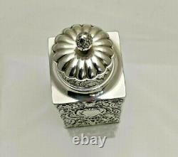 1891 Antique Solid Silver Quality Tea Caddy Box William Comyns (1820-9-VGN)