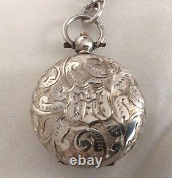 1891 Victorian Solid Sterling Silver Sovereign Case Decorative Scroll Engraved