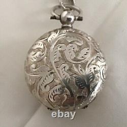 1891 Victorian Solid Sterling Silver Sovereign Case Decorative Scroll Engraved