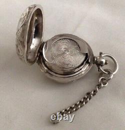 1891 Victorian Solid Sterling Silver Sovereign Case Decorative Scroll Engraved