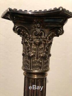 1896 Sterling Silver Corinthian Column Candlesticks, James Dixon &Sons