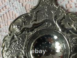 1897 Hanau Silver Cherub Tea Strainer London Import Edwin Thompson Bryant 66.63g