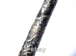1897 Victorian Silver Handle with Ivy Leaf Pattern Broken Walking STICK Top