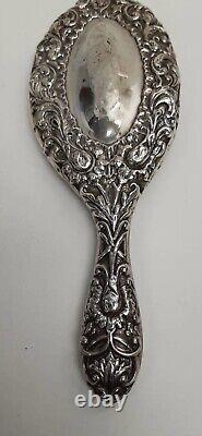 1899 Antique Victorian Sterling Silver Synyer & Beddoes Hand Mirror