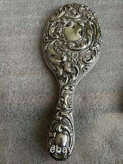 1901 Stunning Antique Victorian Sterling Silver Hand Held Mirror Chester