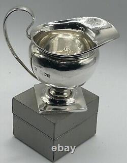 1904-Silver Stylish Cream Jug, Square plinth Hallmark London 1904 Edward Barnard