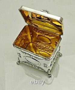 1907 Stunning Quality Antique Sterling Solid Silver Tea Caddy Box (1819-9-OON)