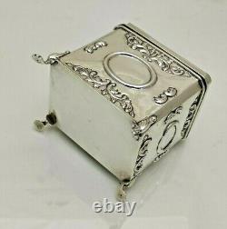 1907 Stunning Quality Antique Sterling Solid Silver Tea Caddy Box (1819-9-OON)