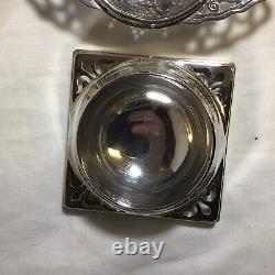 1931 Solid Silver Tea Leaf Sieve, By W. J. Myatt & Co. & Silver Plate Drip Tray
