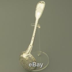 19c Antique French Sterling Silver Sugar Sifter Serving Spoon Tea Strainer Coat