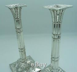 2 1900's Antique Solid Silver Victorian Candlesticks (Two, Pair) 31cms VGC