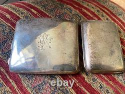 2 Victorian Antique Sterling Silver Cigarette Cases Plain 220g of silver