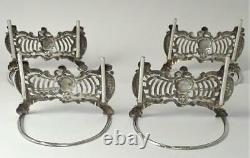 4 Victorian hallmarked Sterling Silver Menu/Card Holders in Case- 1900 by Comyns