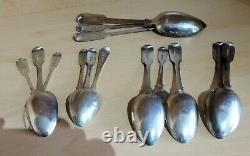 555g / 17.84 tr oz solid silver Georgian to Victorian silver flatware spoons