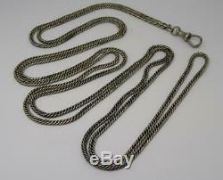 58 Sterling Silver Long Guard Muff Chain Curb Link Necklace Antique Victorian