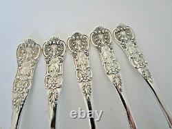 5 Victorian Queens Pattern Silver Teaspoons, Exeter 1881