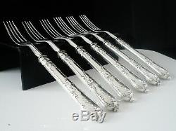 6 Antique Silver Dessert Forks, George Adams 1851 Straight Tudor Pattern