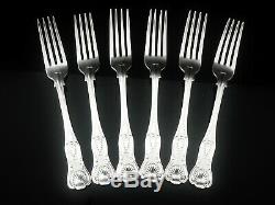 6 Double Struck Heavy Antique Silver Dinner Table Forks, George Adams 1874