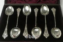 6 Victorian Sterling Silver Demitasse Spoons (4) in Case Hallmarked 1894