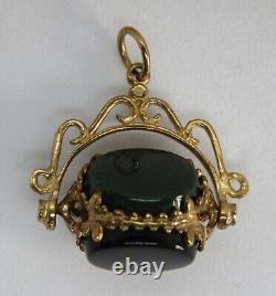 9 carat solid gold & hardstone vintage Victorian antique watch chain fob