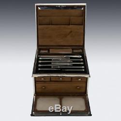 ANTIQUE 19thC VICTORIAN SOLID SILVER BOXED DESK WRITING SET, LONDON c. 1863