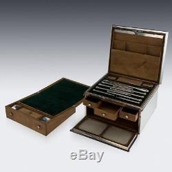 ANTIQUE 19thC VICTORIAN SOLID SILVER BOXED DESK WRITING SET, LONDON c. 1863