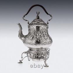ANTIQUE 19thC VICTORIAN SOLID SILVER TENIERS HOT WATER KETTLE, J FIGG c. 1879