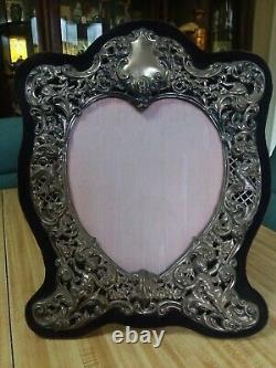 ANTIQUE BLACK STARR & FROST 18 STERLING SILVER PICTURE FRAME With CHERUBS