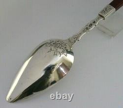 ANTIQUE DUTCH SOLID SILVER & AGATE SERVING or BASTING SPOON c1870's 10.75 inch